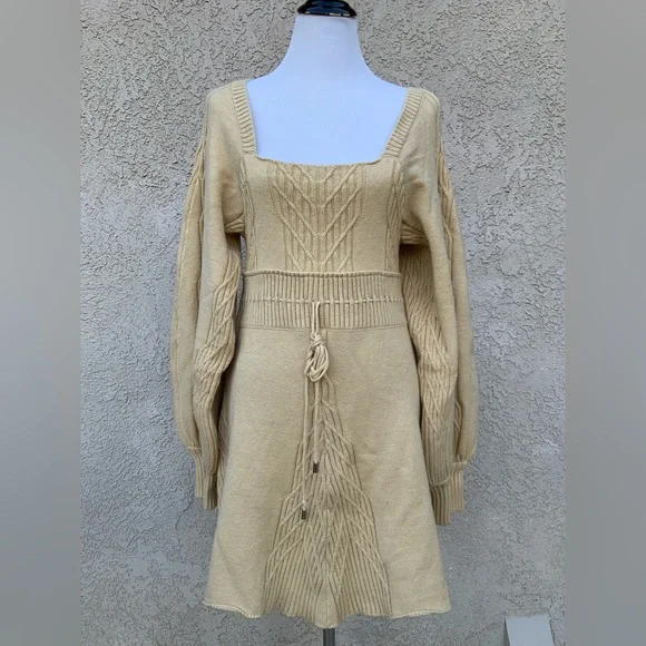 NWOT Free People Women's Emmaline Tan Mini Dress